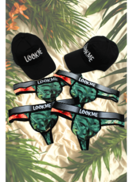 Pack 4 Strings Homme LM2402-57ARO LOOKME + 2 Casquettes Offertes